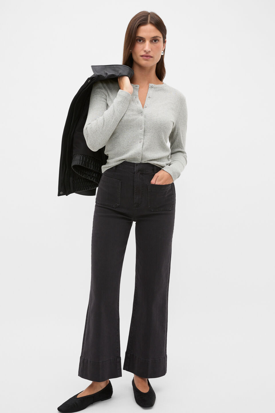 Pointelle Long Sleeve Top  