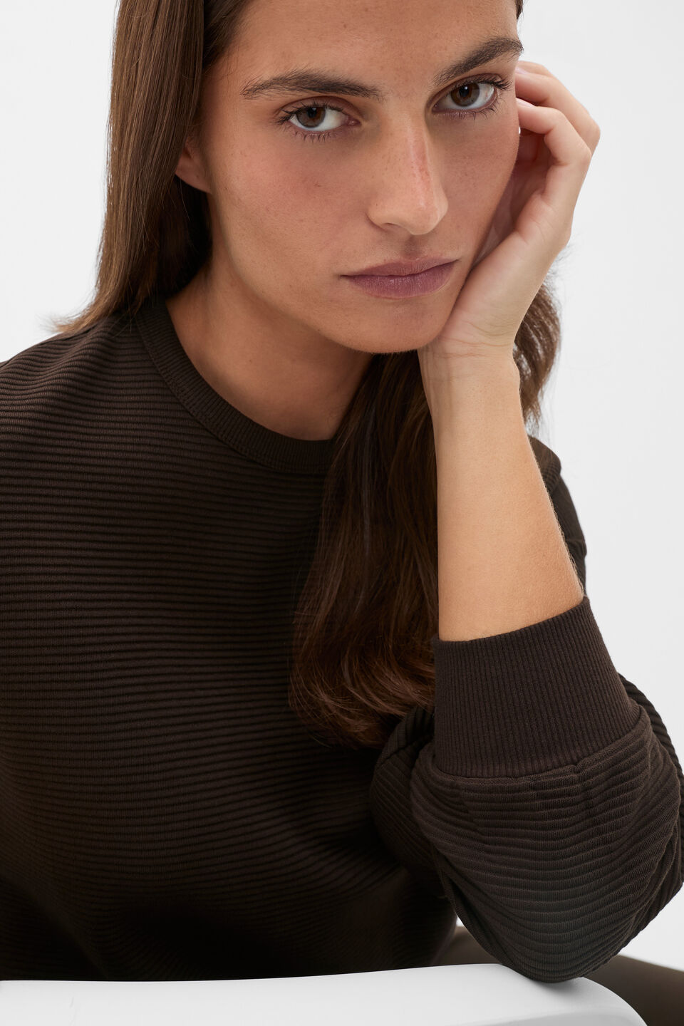 Ribbed Relaxed Sweat  Coffee Bean