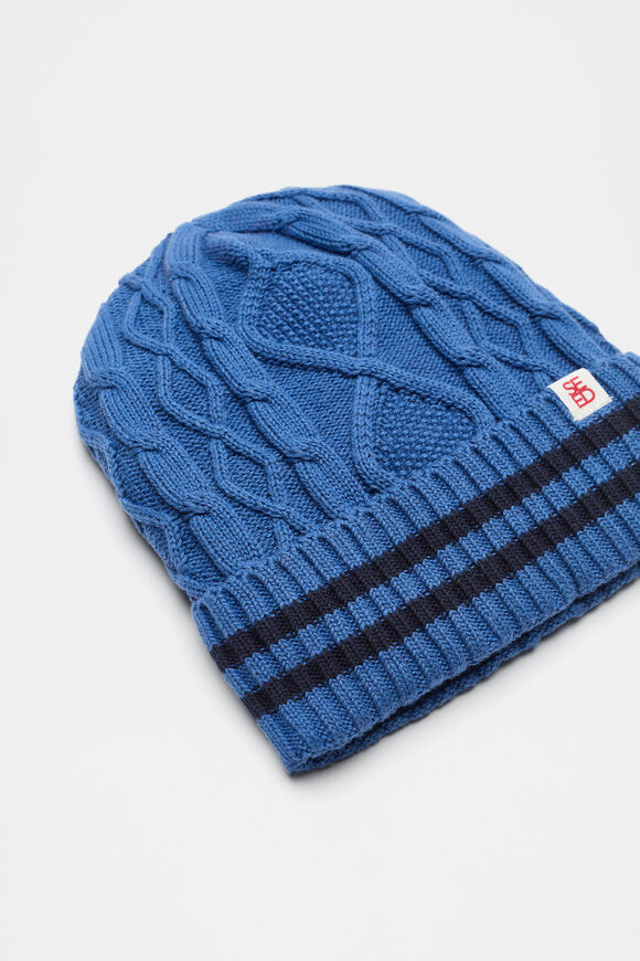 Cable Knit Beanie  Moody Blue  hi-res