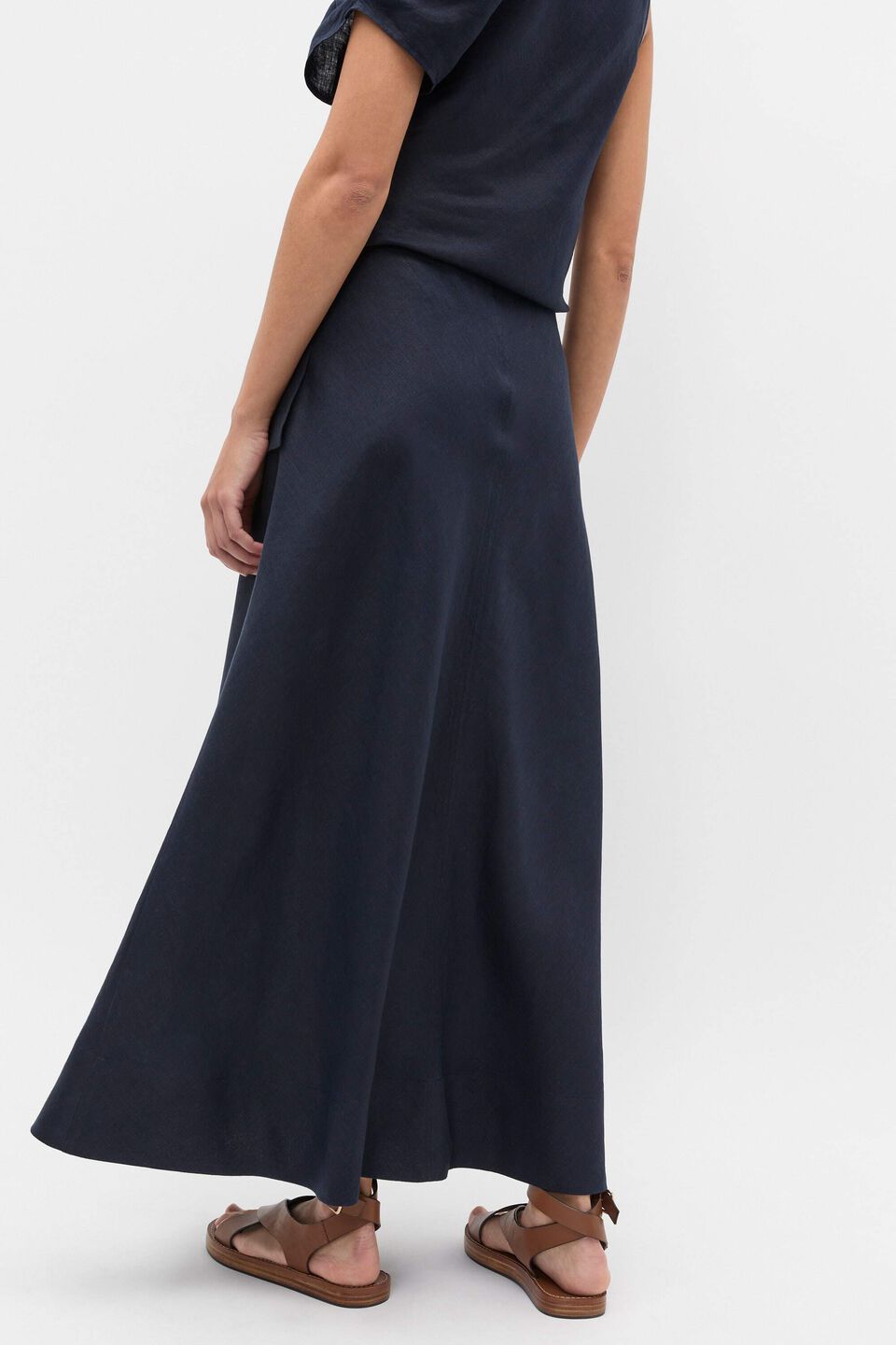 Core Linen Seam Front Skirt  Twilight Blue