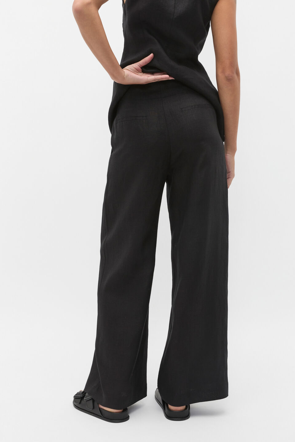 Core Linen Waisted Pant  Black