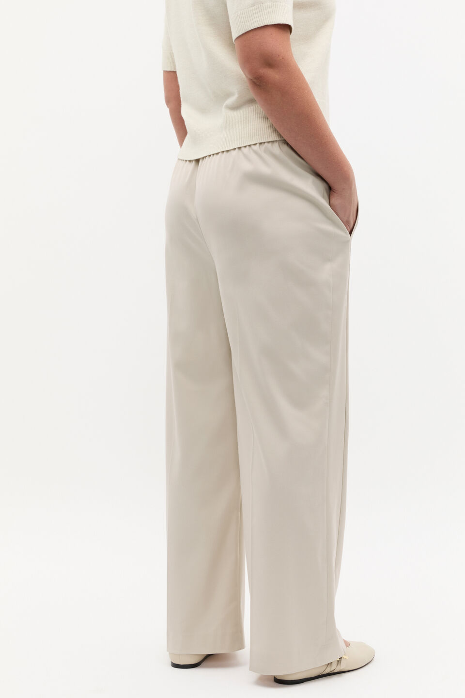 Elasticated Wide Leg Pant  Oat
