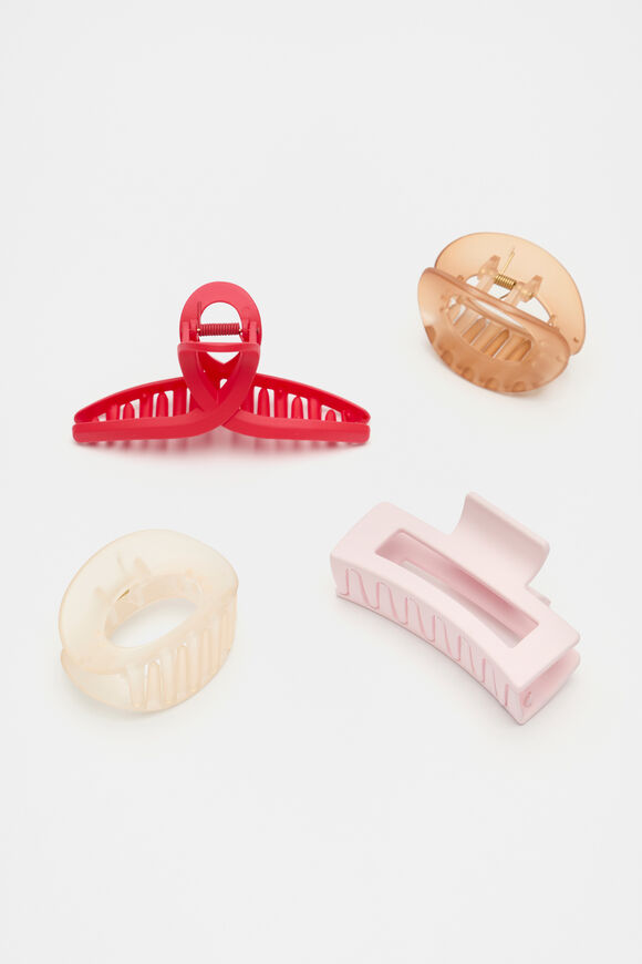 Curved Hair Claw Pack  Electric Crimson  hi-res
