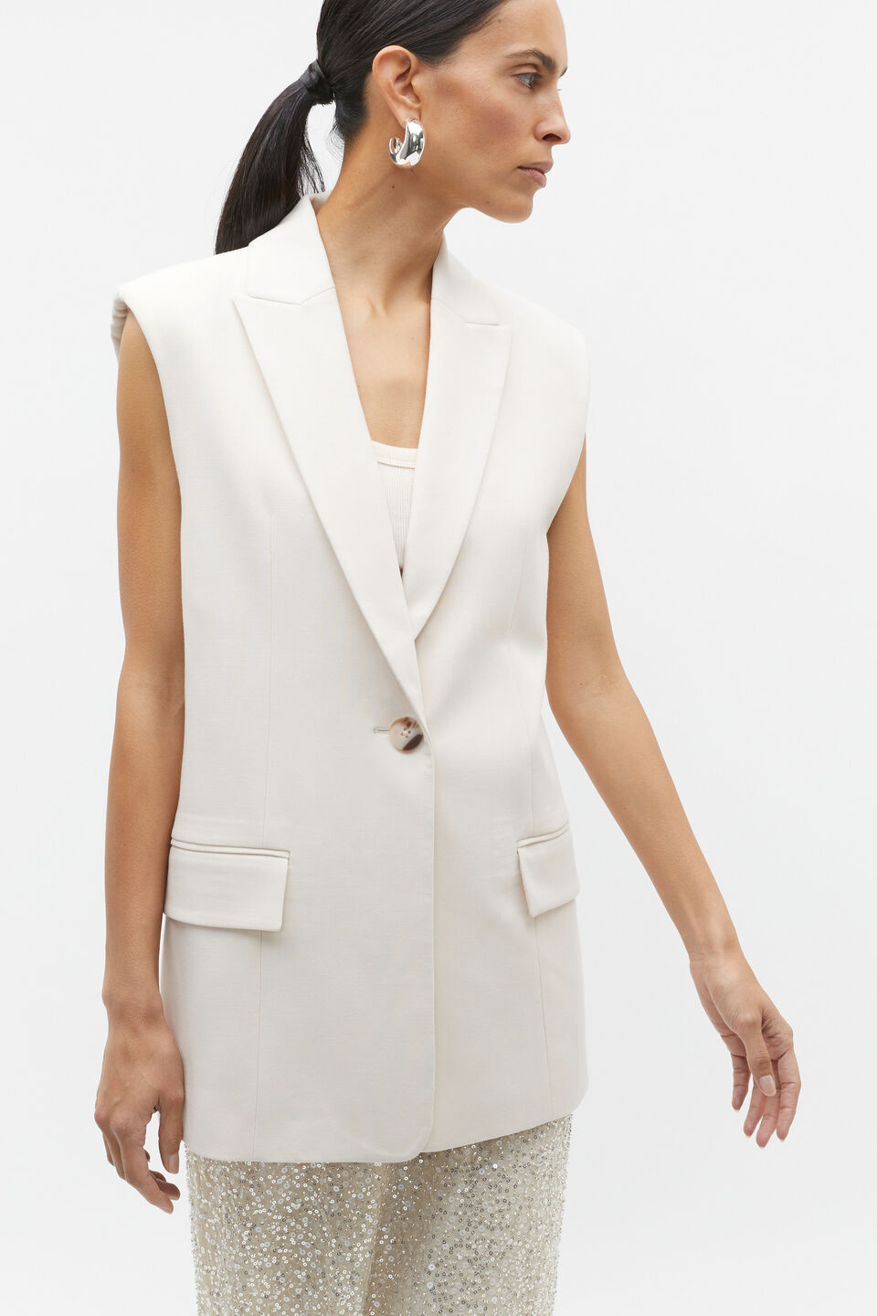 Tailored Boxy Vest  Frappe