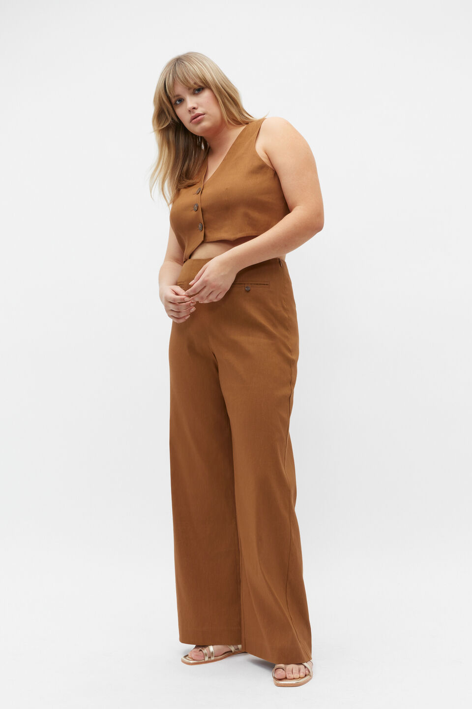 Tailored Crop Vest  Cinnamon Spice