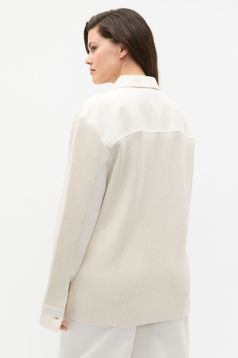 Denim Rib Knit Jacket  Cloud Cream