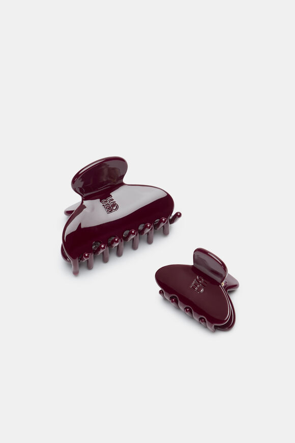 Seed Mini Hair Claw Set  Plum Red  hi-res
