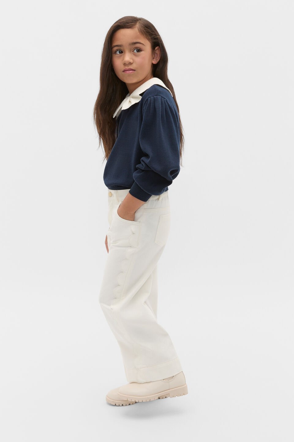 Bow Knit Sweater  New Navy