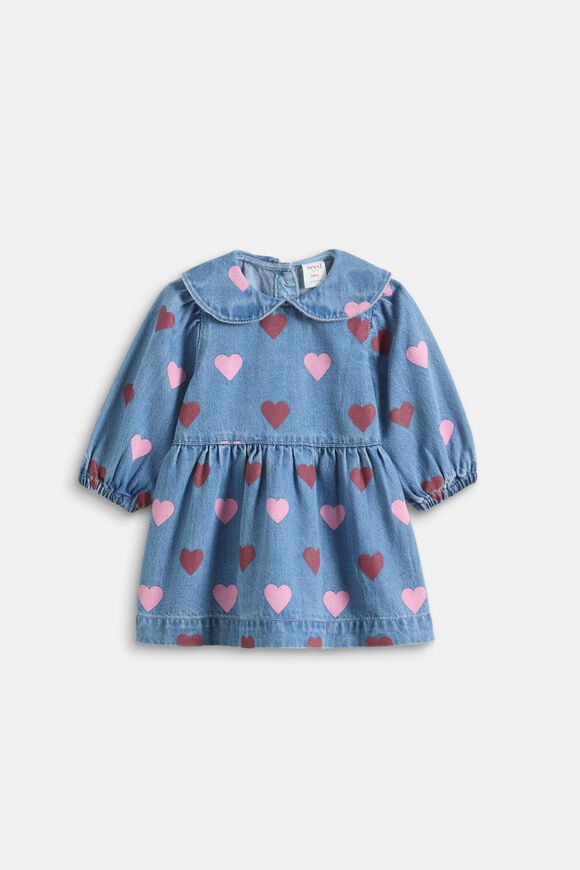 Denim Collar Dress  Washed Indigo  hi-res