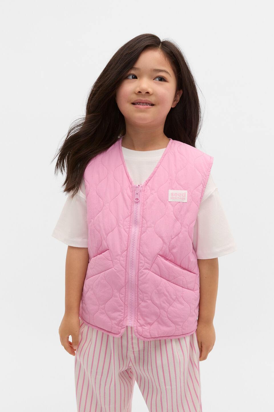 Quilted Logo Vest  Pink Lemonade