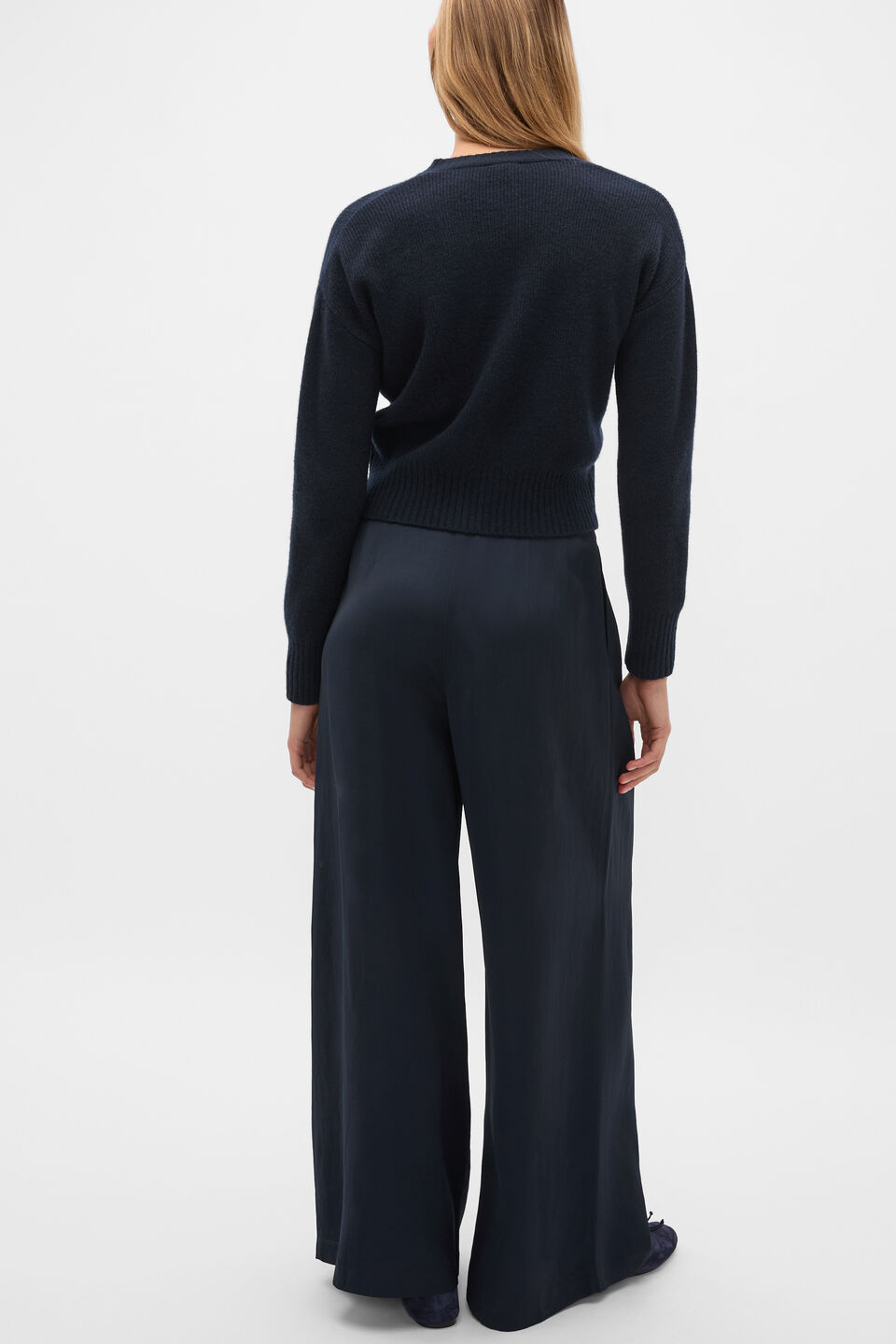 Merino Button Up Knit Cardigan  Twilight Blue
