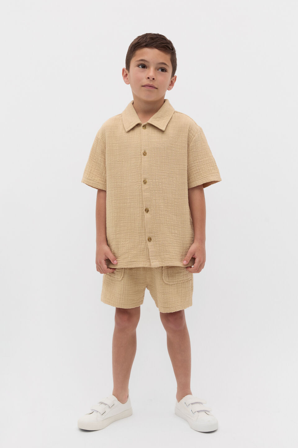 Resort Texture Shirt  Ecru