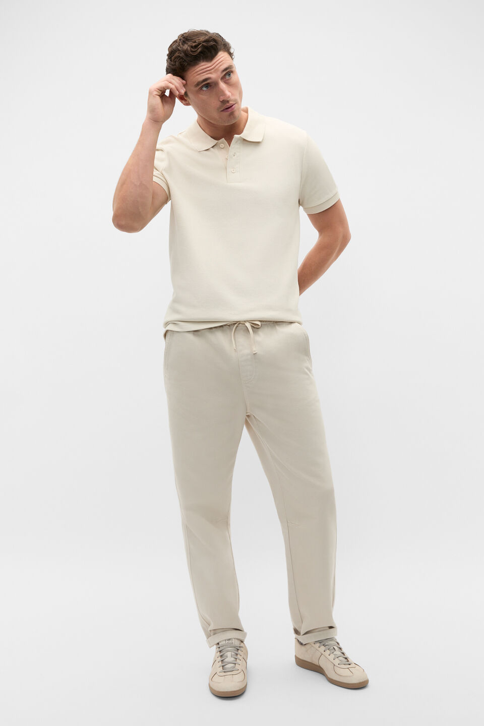 Textured Polo  Pebble