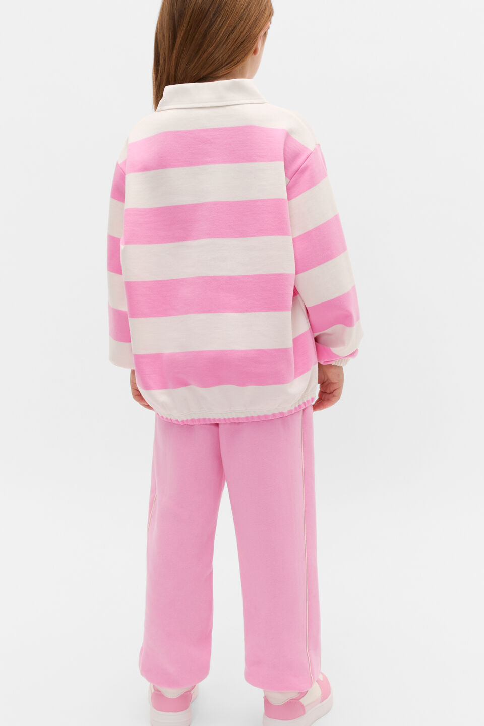 Striped Collar Logo Sweat  Candy Pink
