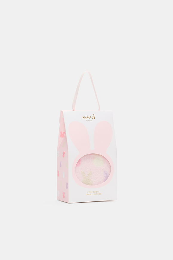 Fluffy Bunny Sock  Pink Lemonade  hi-res