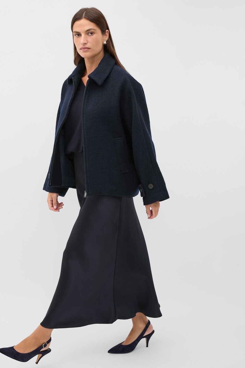 Satin Midi Skirt  Twilight Blue