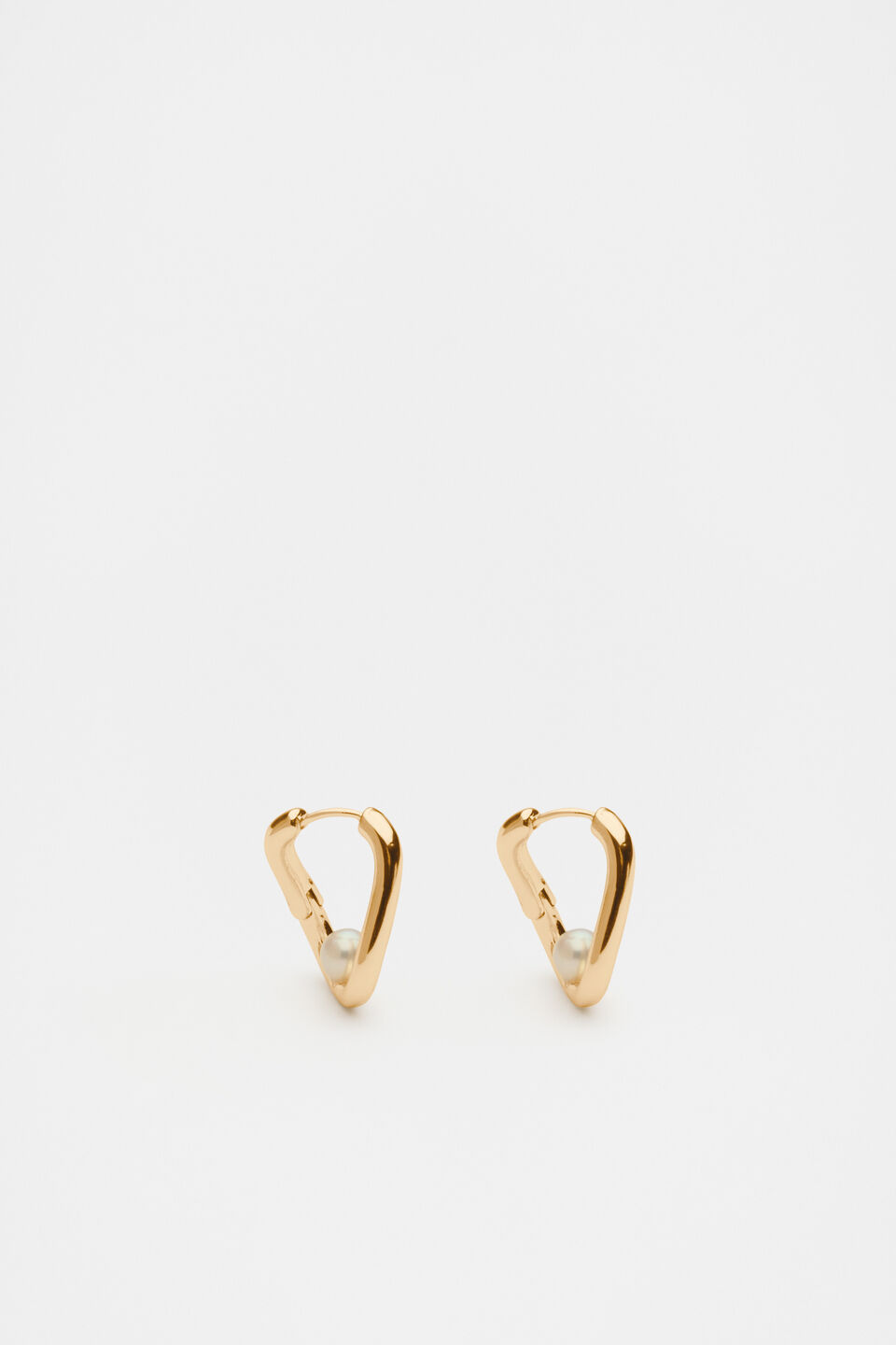 Rectangle Pearl Hoop  Gold