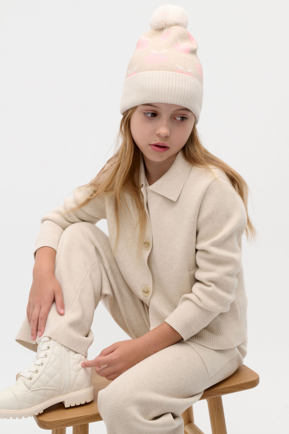 Apple Beanie  Oat Marle