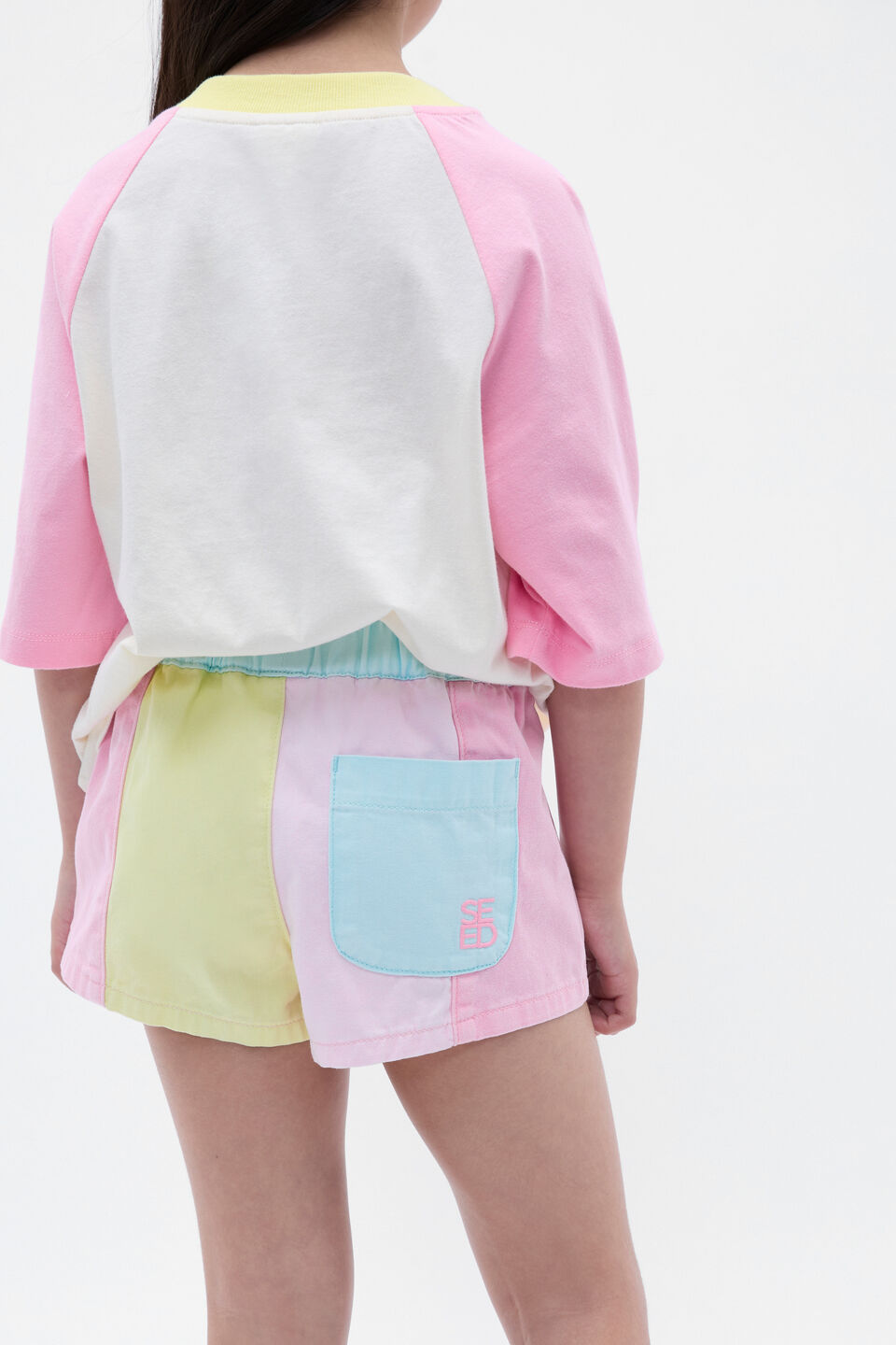Colourblock Denim Short  Candy Pink