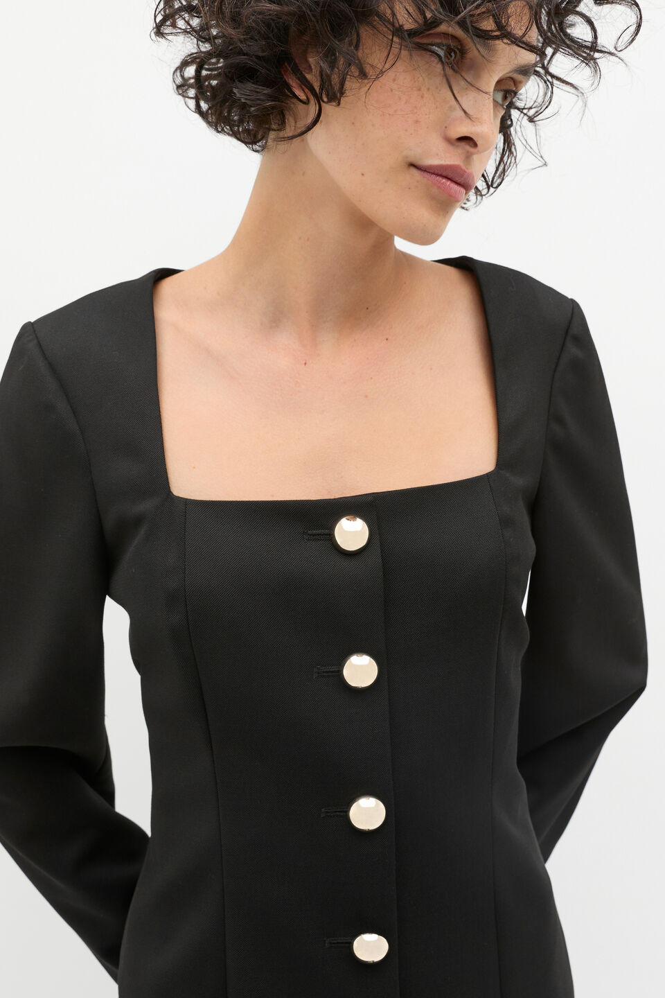 Wool Blend Mini Dress  Black