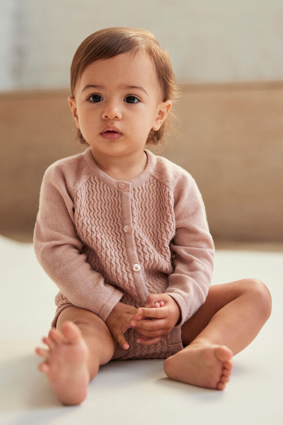 Cable Knit Cardigan  Blush Pink  hi-res