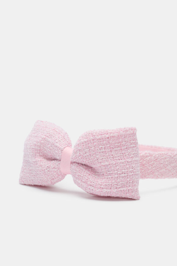 Tweed Bow Headband  Candy Pink  hi-res