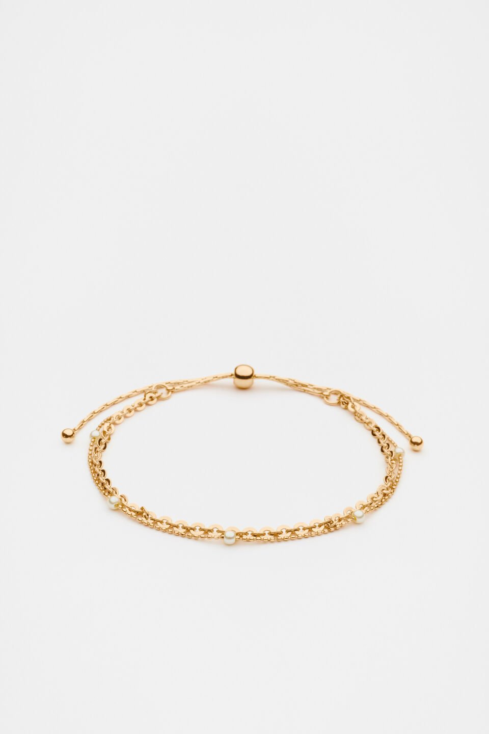 Pearl Station Toggle Bracelet  Gold