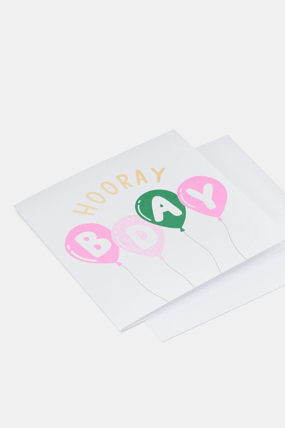 Hooray Balloon B'Day Card  Multi  hi-res