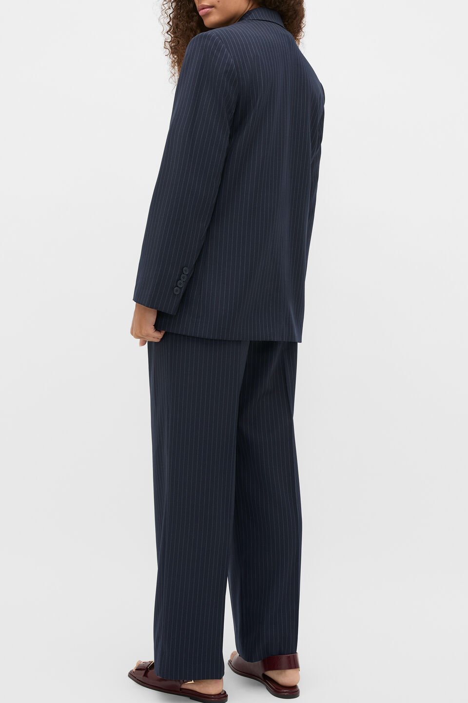 Wool Blend Pinstripe Blazer  Twilight Blue Stripe