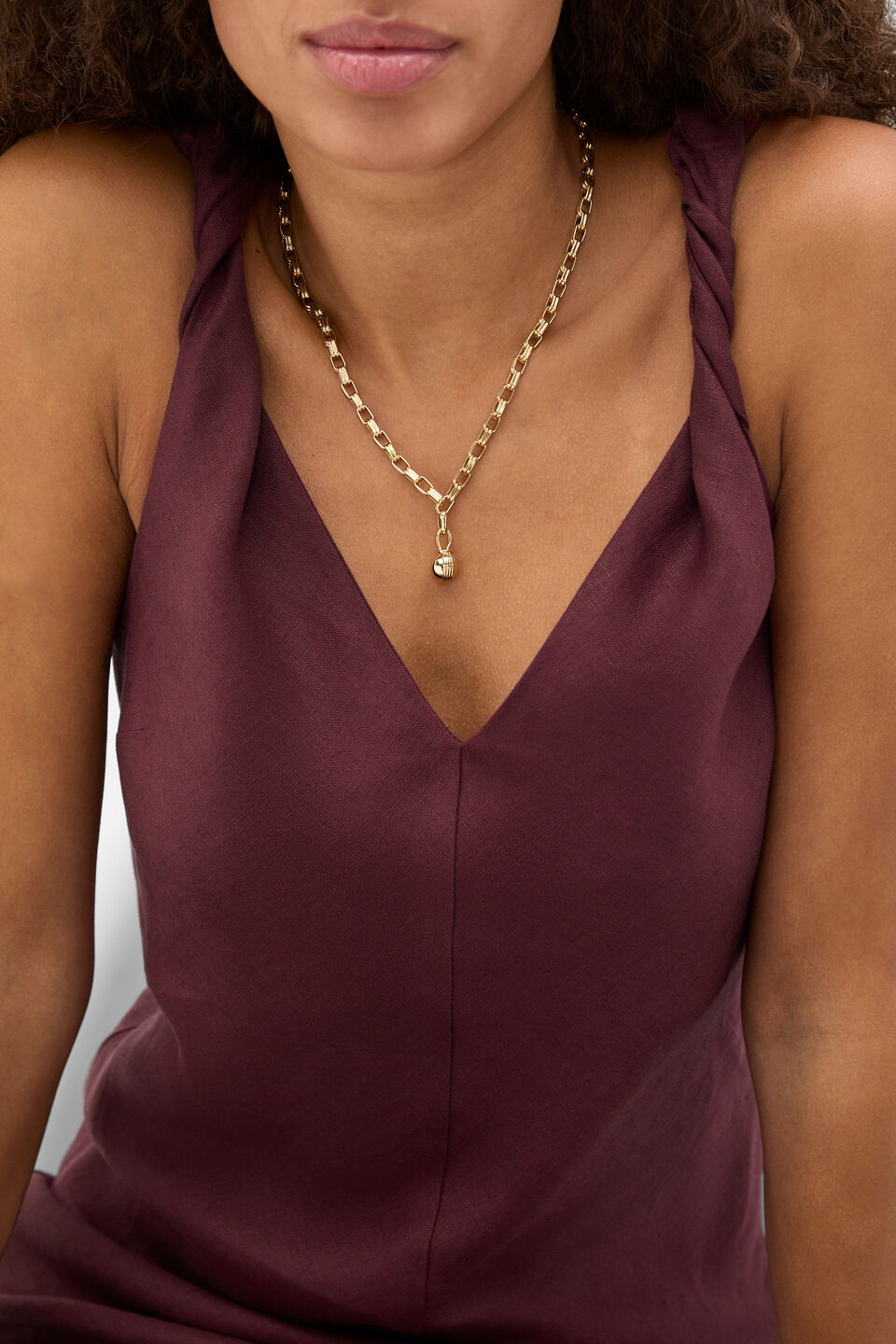 Fluted Sphere Necklace  Gold