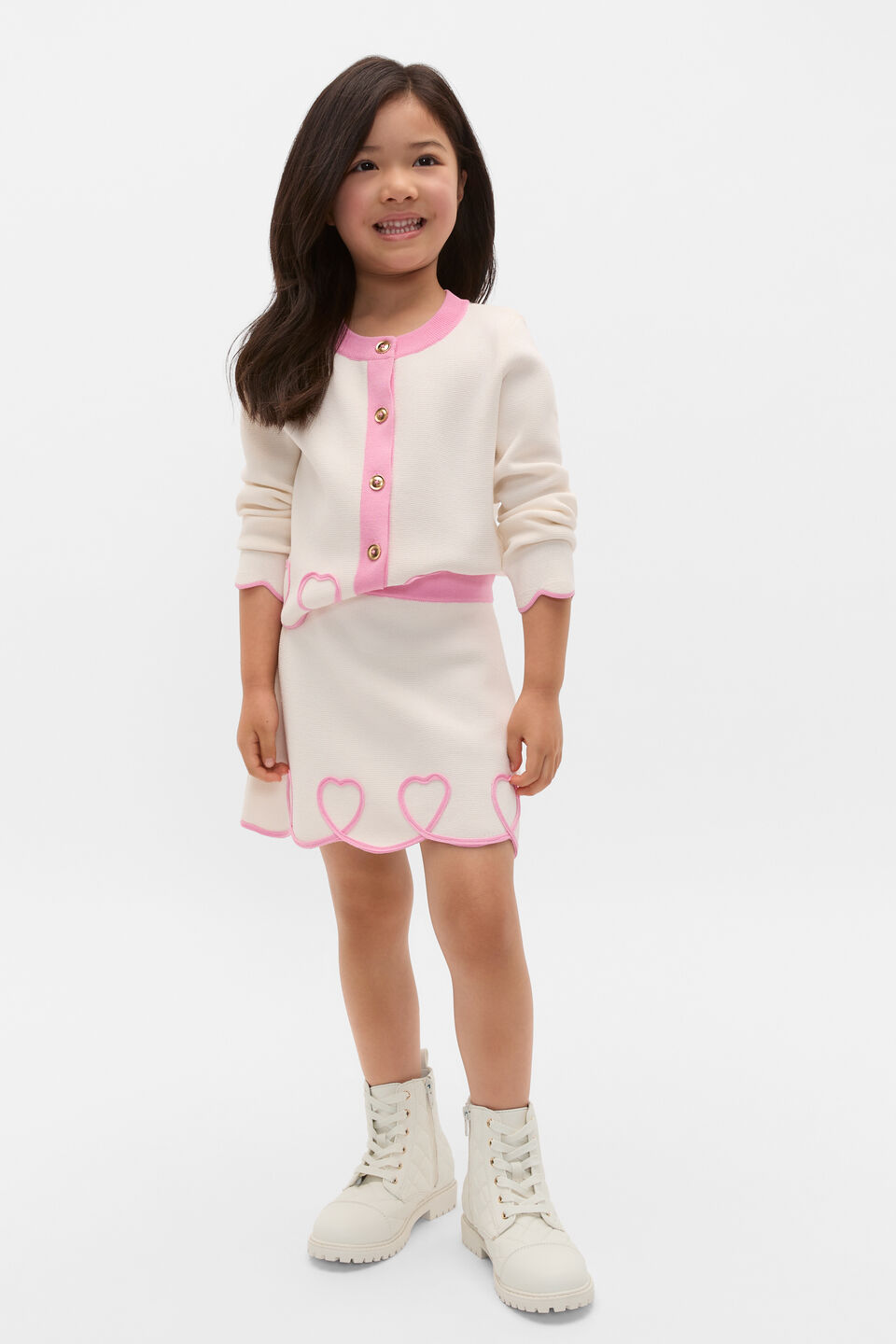 Heart Crepe Skirt  Classic Cream