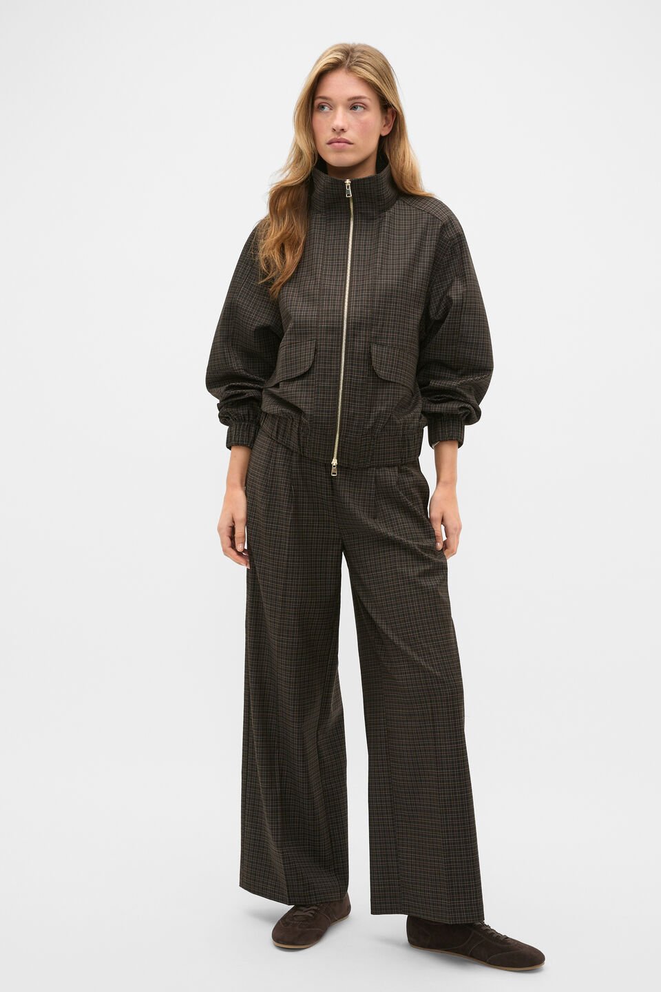 Mini Check Bomber Jacket  Coffee Bean Check