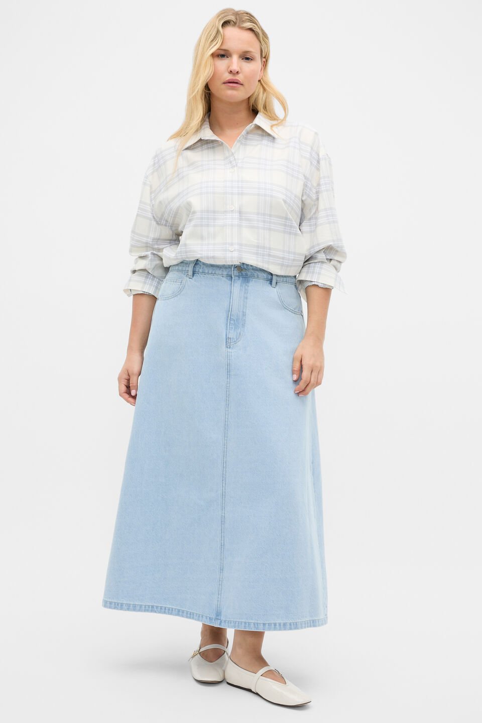 Cotton Check Shirt  Pale Slate Check