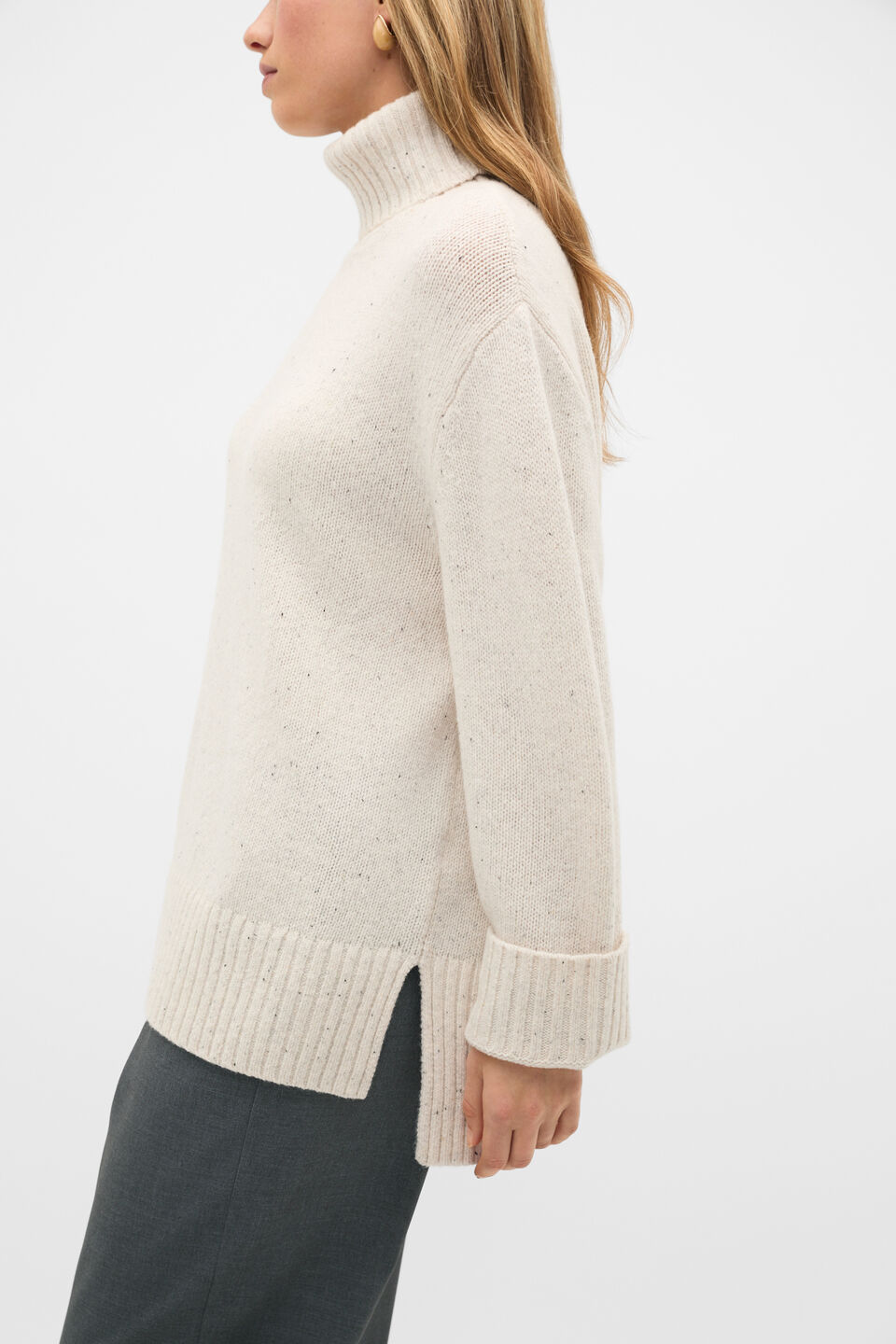 Australian Merino Oversized Roll Neck  Mist Speckle