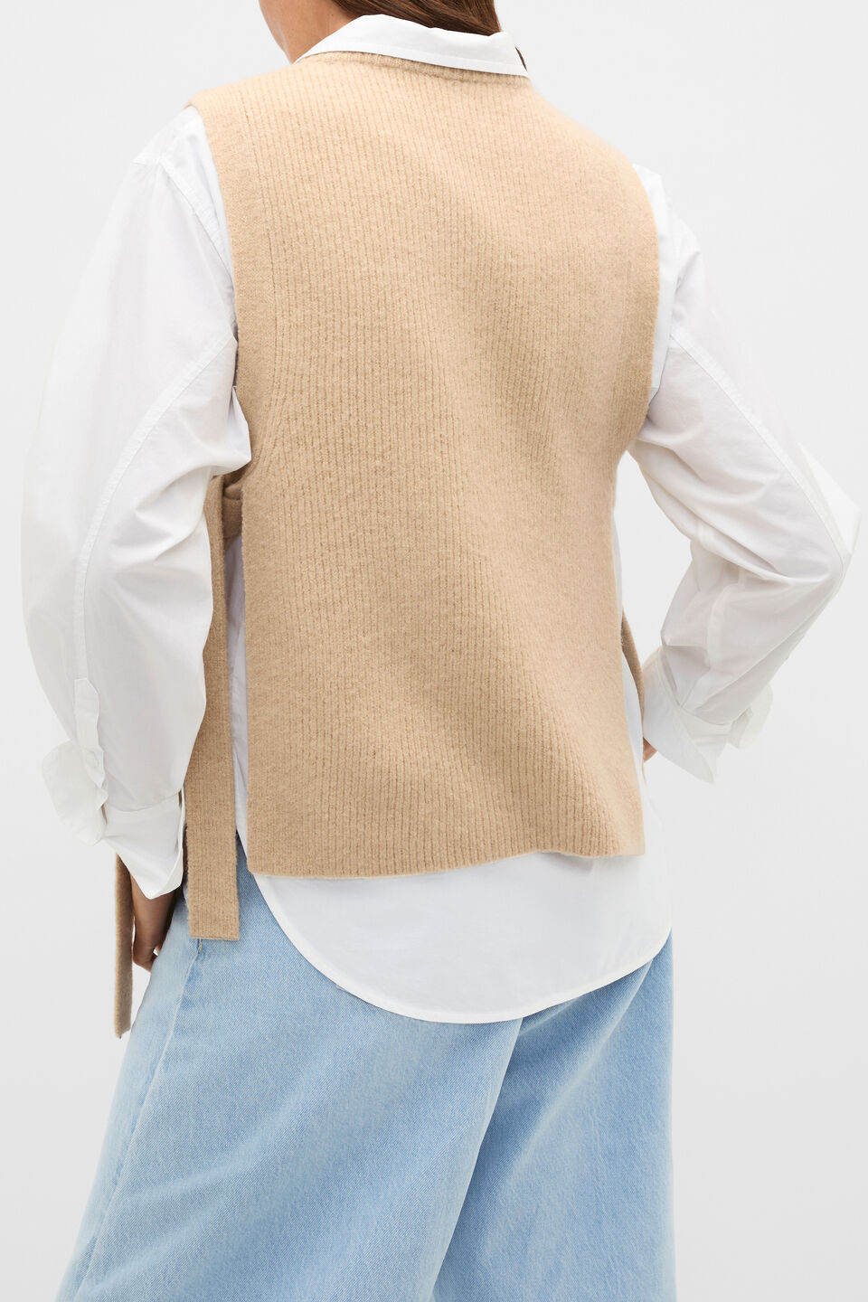 Tie Detail Collar Bib  Sandstone Marle