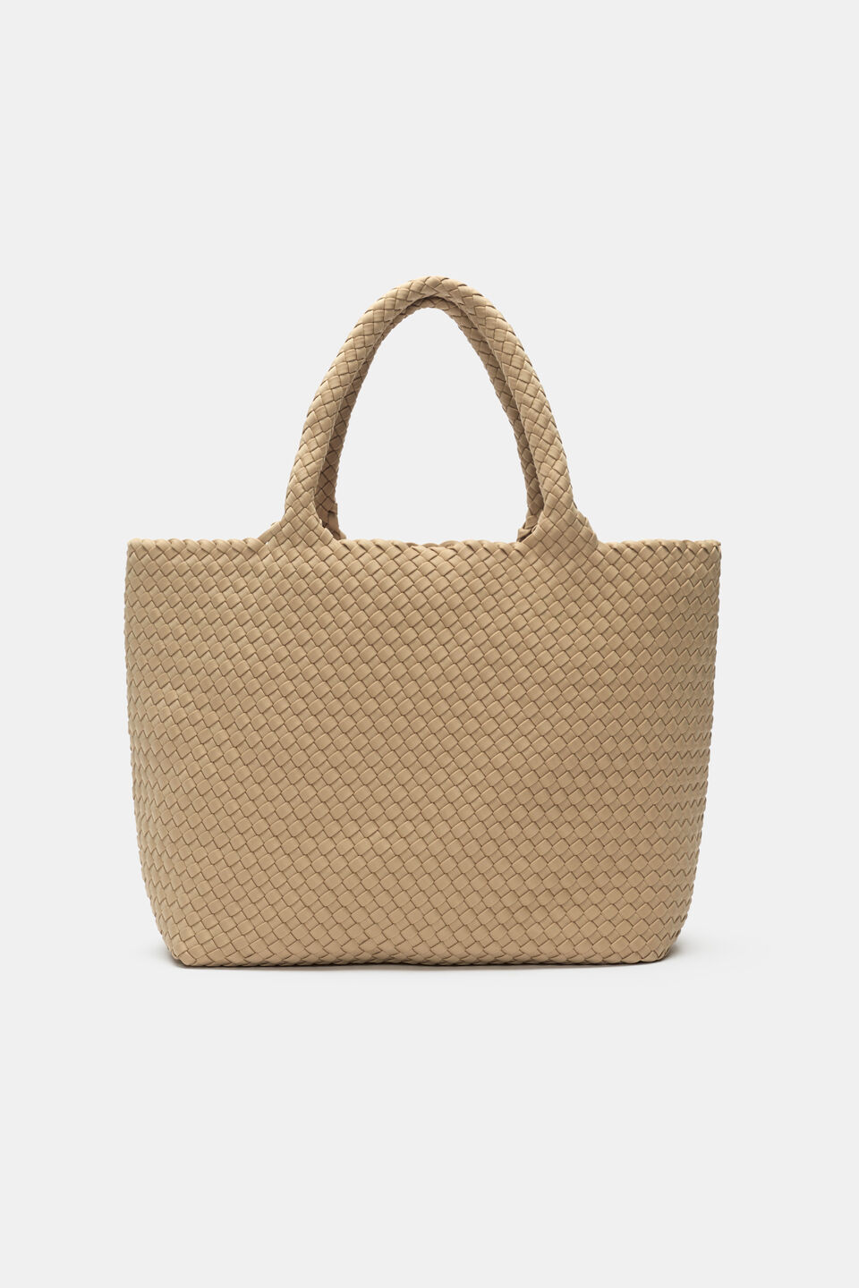 Woven Textured East West Tote  Sandstone