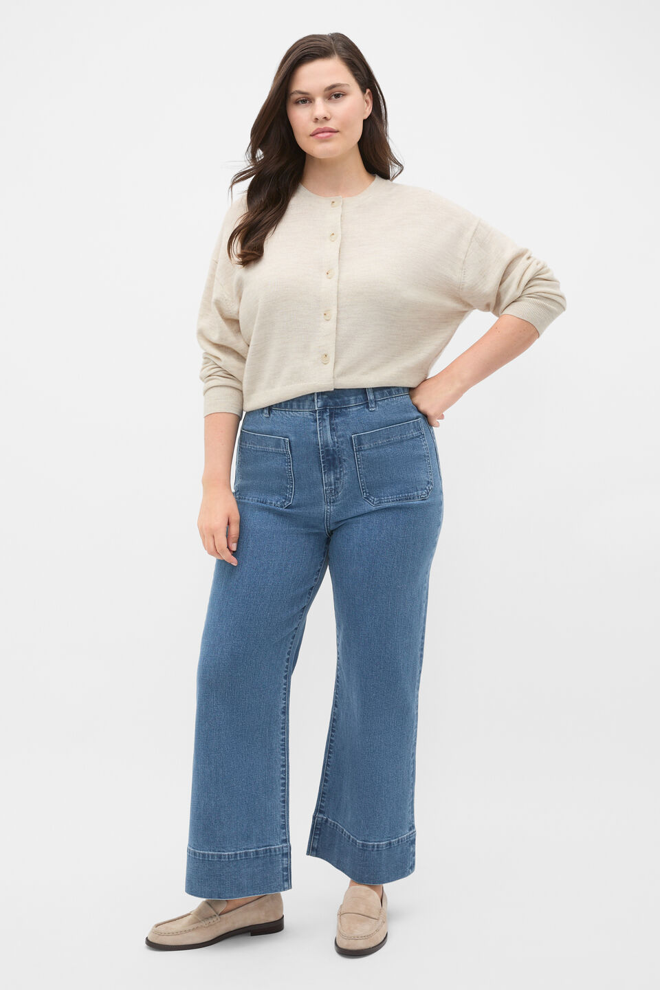 Core Wide Leg Pocket Jean  French Blue Denim