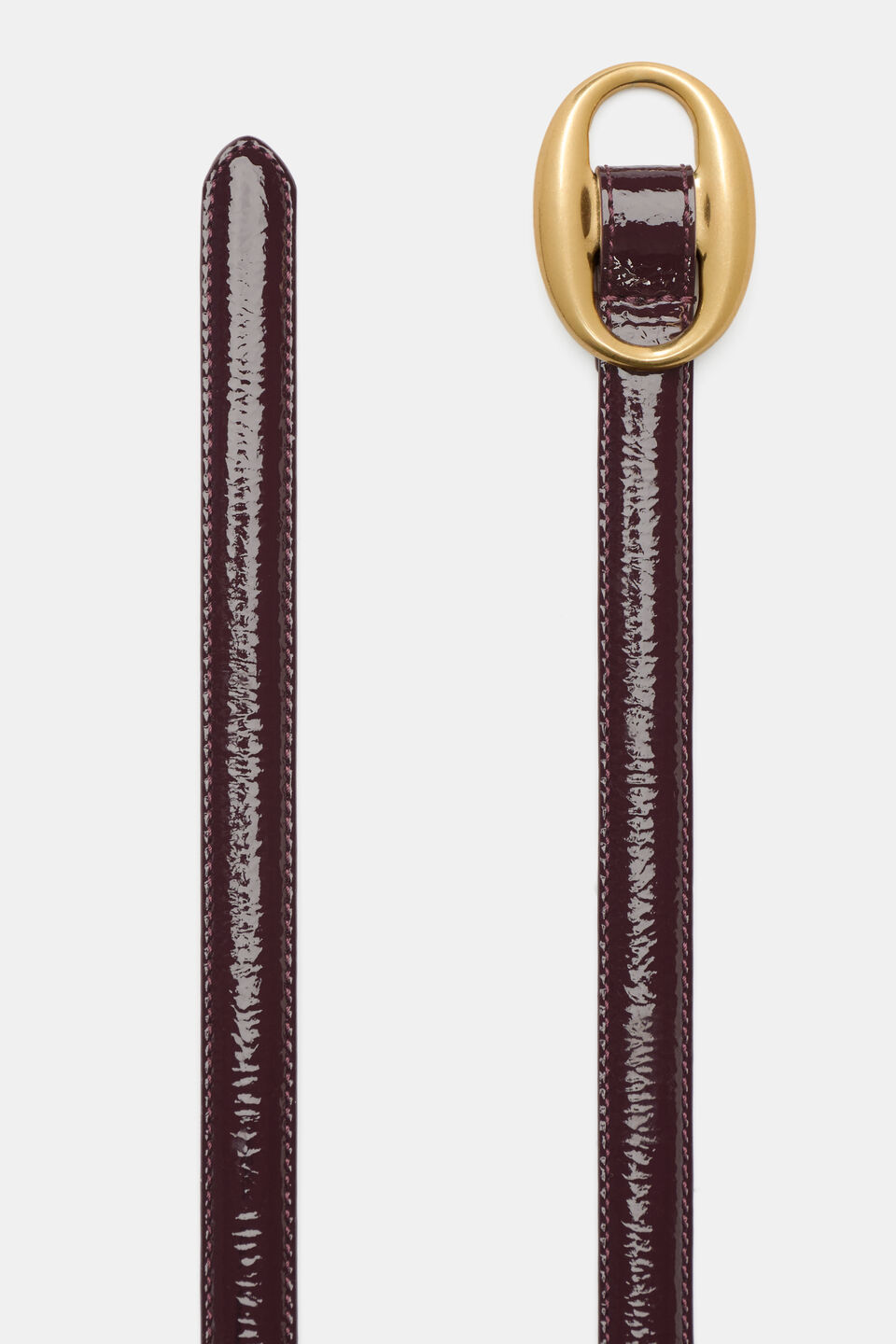 Carmen Oval Buckle Belt  Plum Red Patent