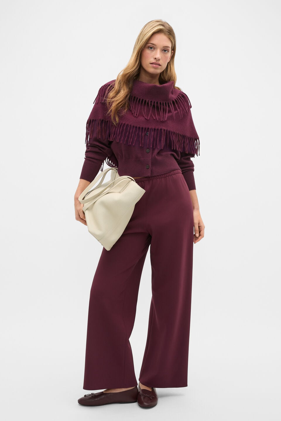 Easy Wide Leg Pant  Plum Red