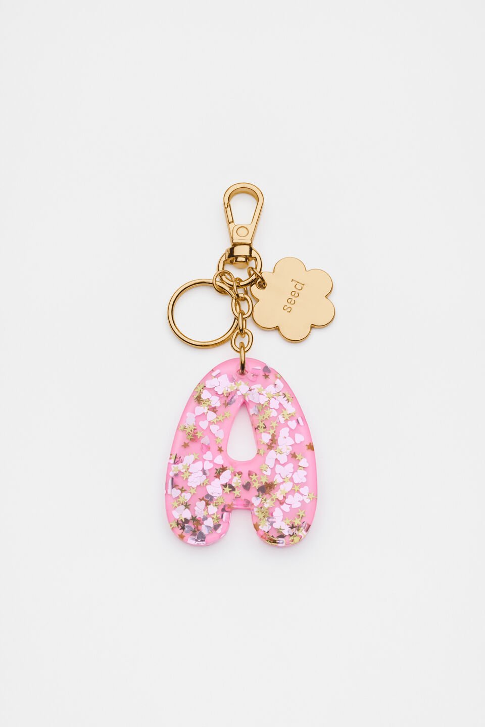 Glitter Initial Bag Charm  A