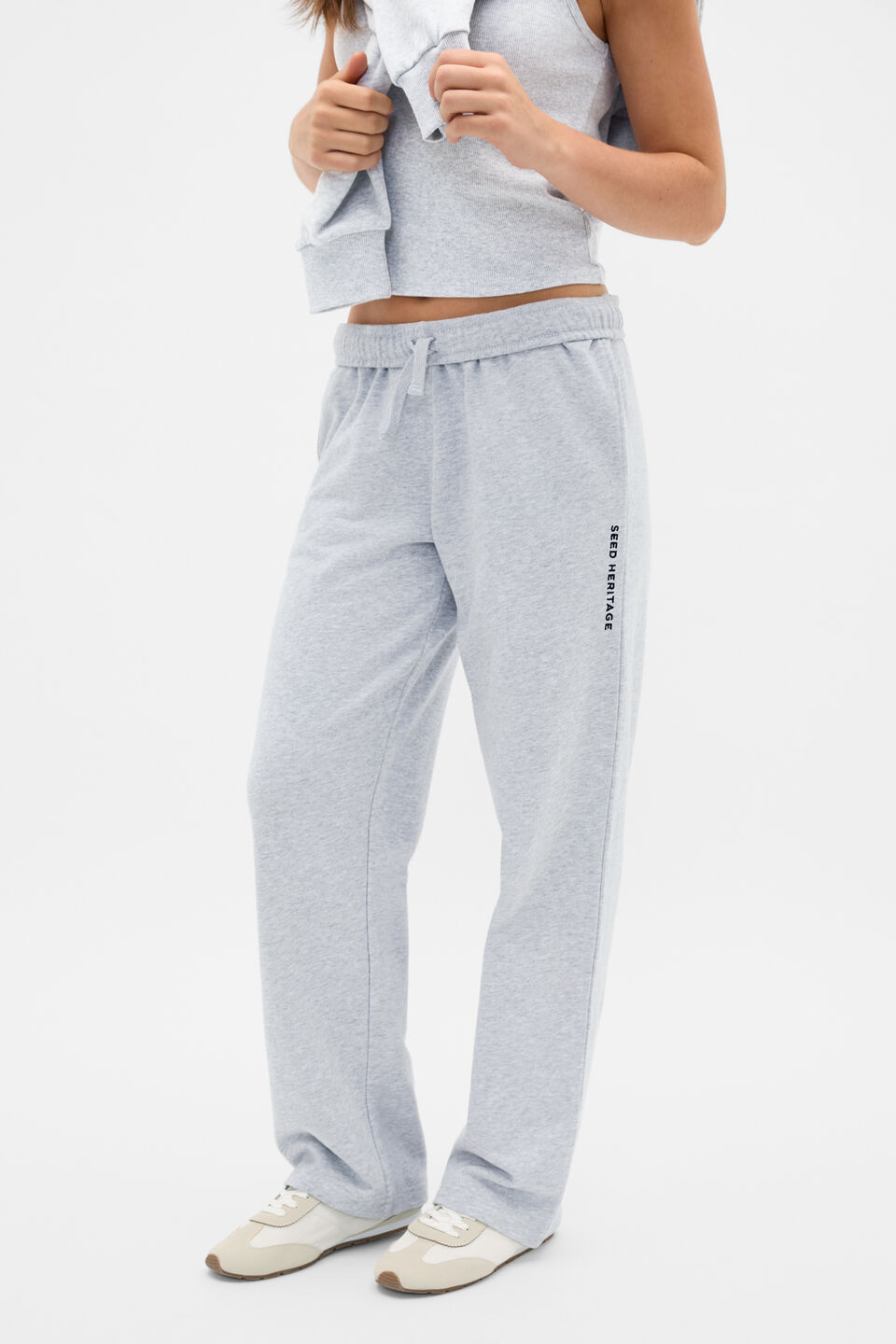 Roll Waist Logo Track Pant  Cloud Grey Marle