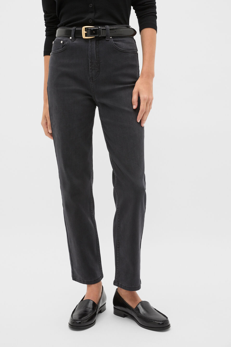 Core Straight Leg Stretch Jean  Washed Black