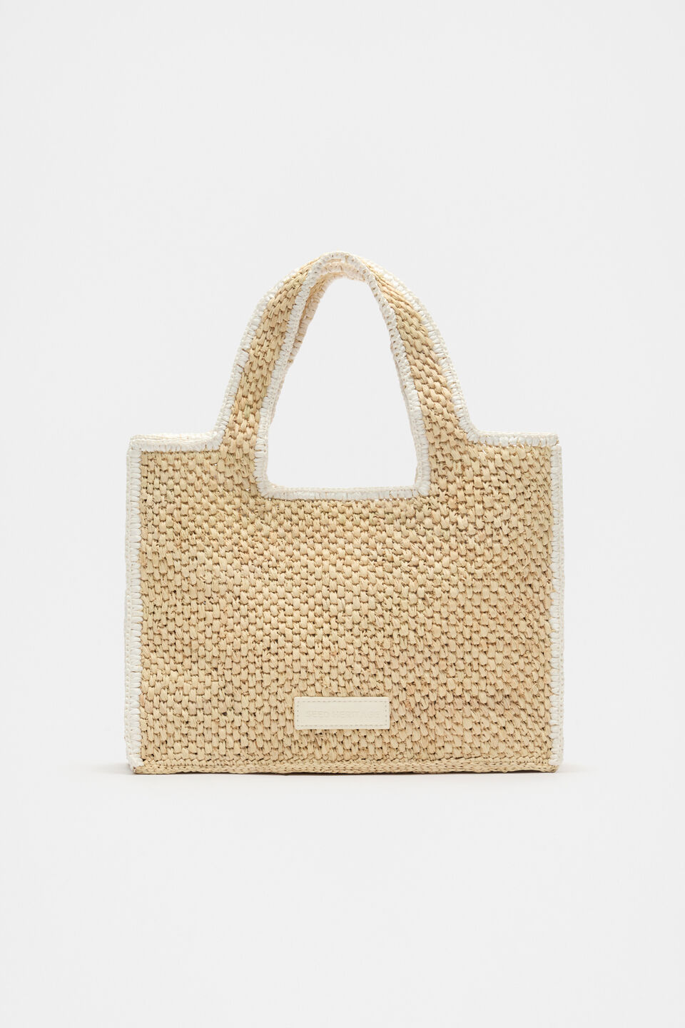 Square Raffia Tote  Cream