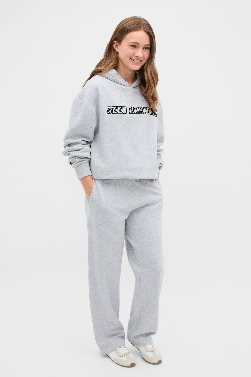 Logo Embroidered Hoodie  Cloud Grey Marle