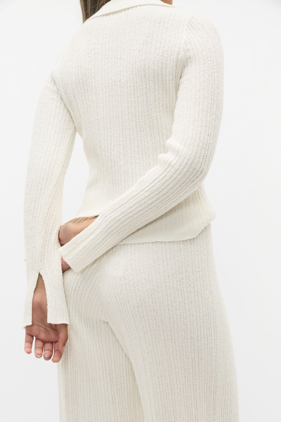 Boucle Knit Top  Light Cream