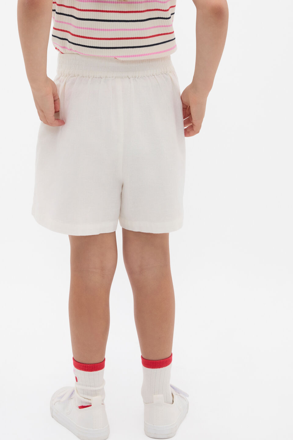 Flat Front Button Short  Vintage Cream