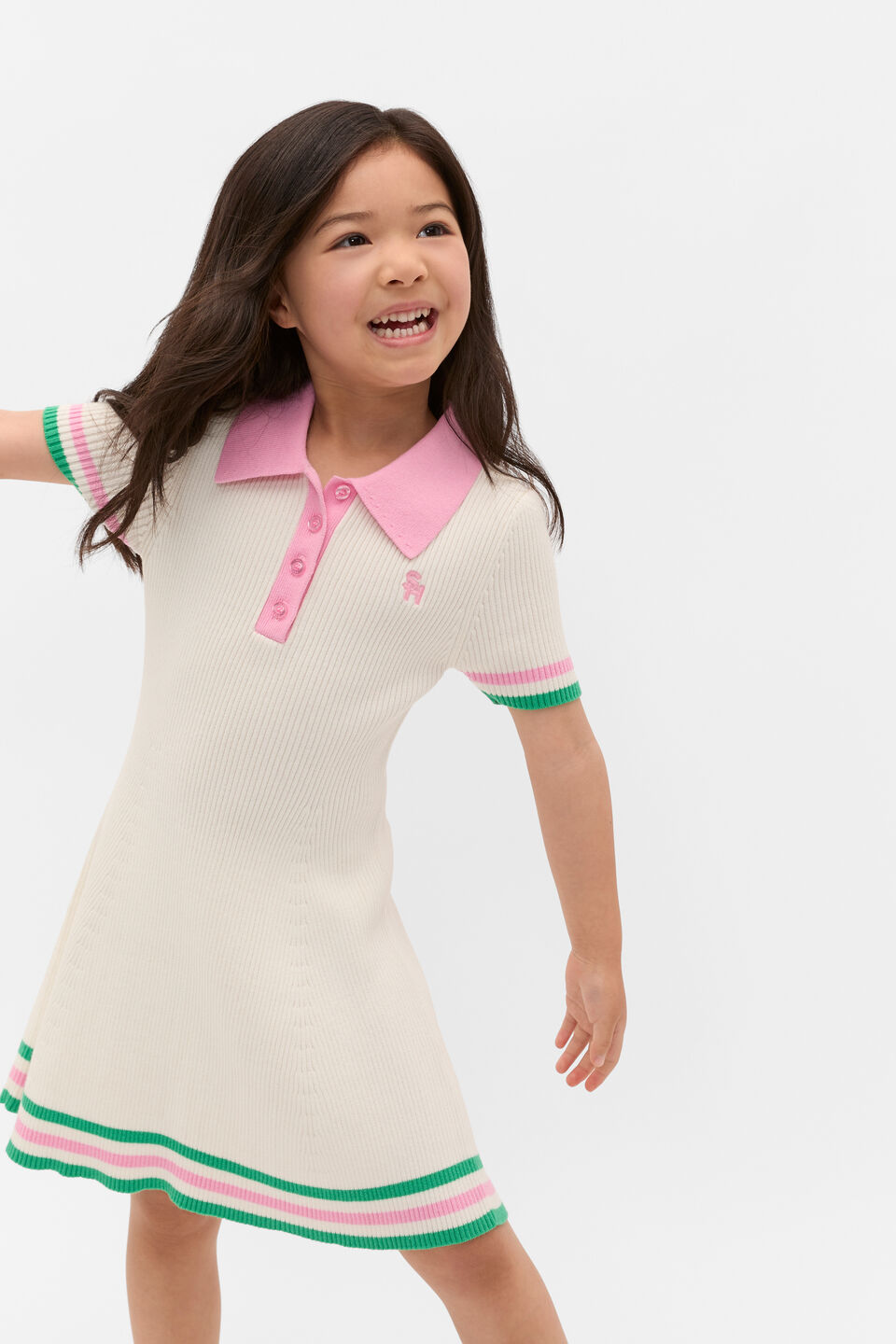 Polo Collar Knit Dress  Classic Cream