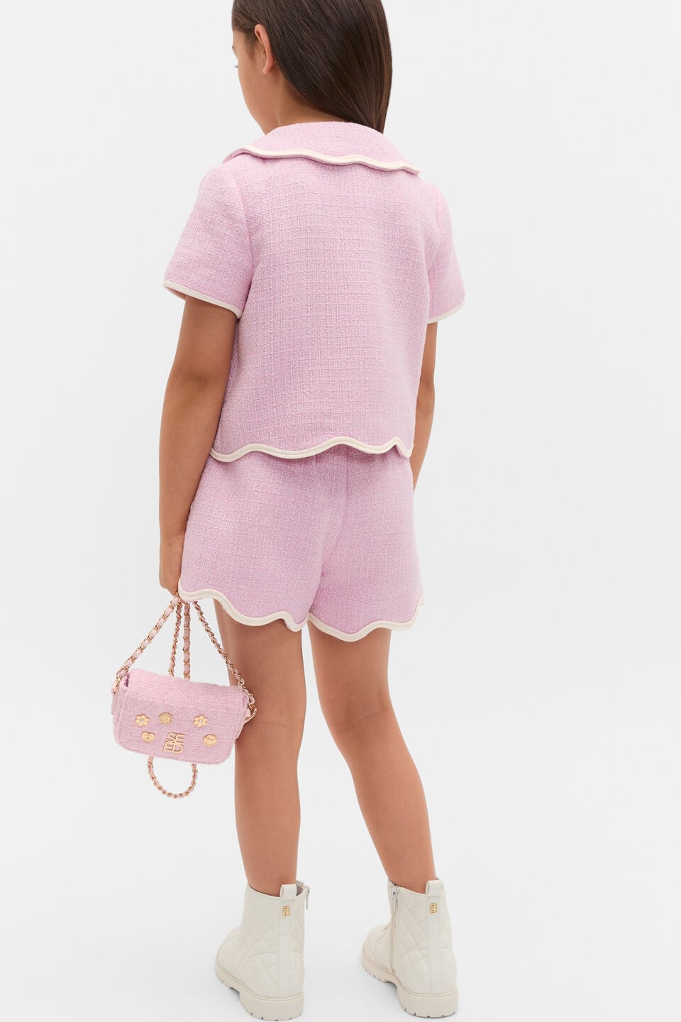 Scallop Tweed Jacket  Candy Pink