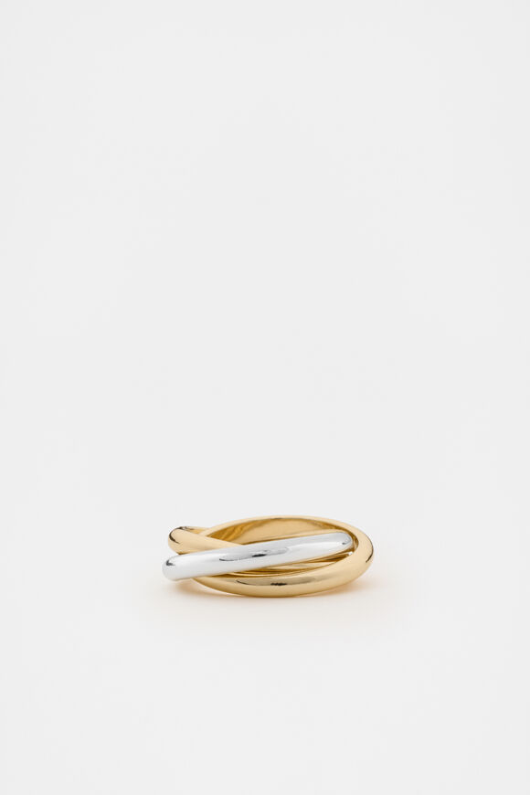 Mixed Looped Links Ring  Silver Gold  hi-res