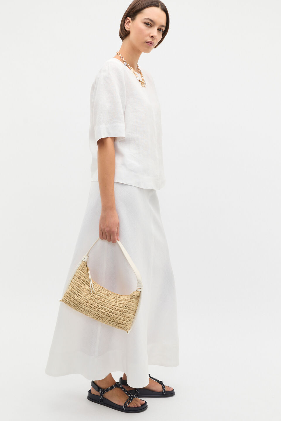 Raffia Shoulder Bag  Cream